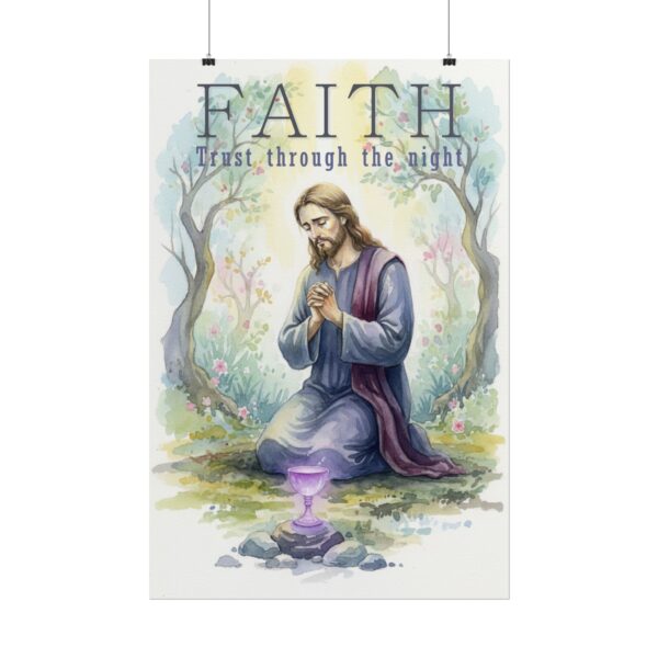 Jesus in the Garden of Gethsemane Watercolor Art, Faith, Trust through the night