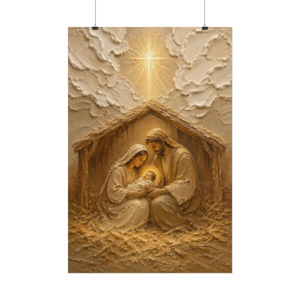 4255968814110208075_2048.jpeg Modern Minimalist Nativity Poster | Christmas Holy Family Wall Art | Textured Palette Knife Plaster Print | Warm Beige & Gold Faith Decor