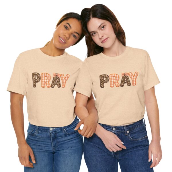 Pray leopard and gingham letters T-Shirt | Faith graphic tee