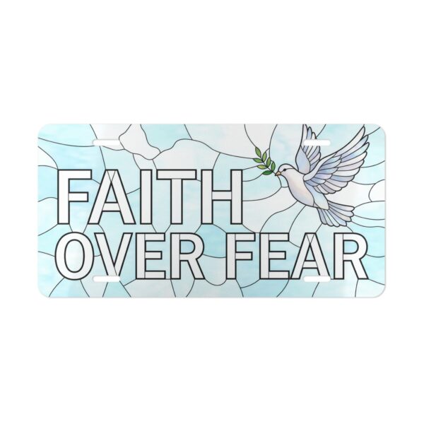 4493897316252117808_2048.jpeg Faith Over Fear vanity plate | Dove and olive branch stained glass design