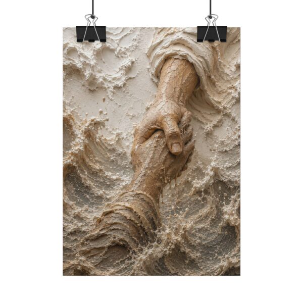 4547477866900698086_2048.jpeg Hand of Deliverance Jesus Rescuing Poster | Matthew 14:31 Christian Wall Art | Textured Palette Knife Storm Print | Warm Beige Faith Decor