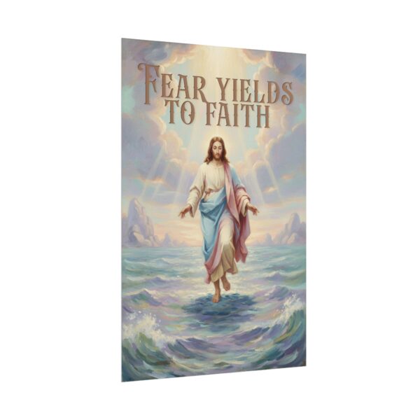 Christ Walking on the Water Oil Painting Style Poster, Fear Yields to Faith