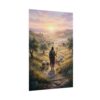 The Good Shepherd Wall Art, Jesus and Sheep Poster, Christian Home Decor, Psalm 23 Art Print, Biblical Landscape Sunrise Painting