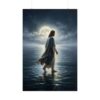 Jesus Walking on Water Art Print, Christian Wall Decor, Faith Poster, Spiritual Night Ocean Painting, Modern Biblical Art Print