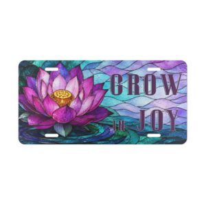 4792589755159044493_2048.jpeg Grow in Joy Lotus Vanity Plate | Floral Inspirational License Plate
