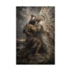 Jacob Wrestling the Angel Poster | Modern Charcoal & Ivory Christian Wall Art | Textured Palette Knife Print | Genesis 32 Biblical Decor