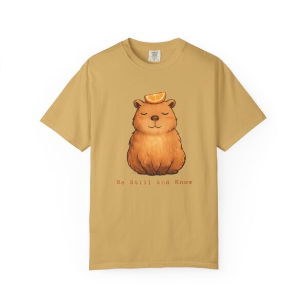Comfort Colors® Meditating Bear with Orange Slice T-Shirt | Be Still and Know, Bible Verse Shirt, Religious Women