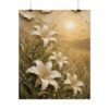 Consider the Lilies Scripture Poster | Matthew 6:28 Christian Wall Art | Modern Sage Green Impasto Print, Textured Palette Knife Wildflower