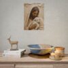5162986411766885430_2048.jpeg Jesus and the Lamb of God Impasto Poster | Modern Neutral Christian Wall Art | Textured Palette Knife Portrait | Minimalist Faith Home Decor