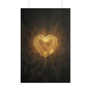 Sacred Heart of Jesus Art Print, Catholic Wall Decor, Glowing Gold Christian Poster, Modern Religious Gift, Spiritual Divine Love Painting