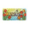 Jesus stained glass tulips vanity plate | Christian license plate