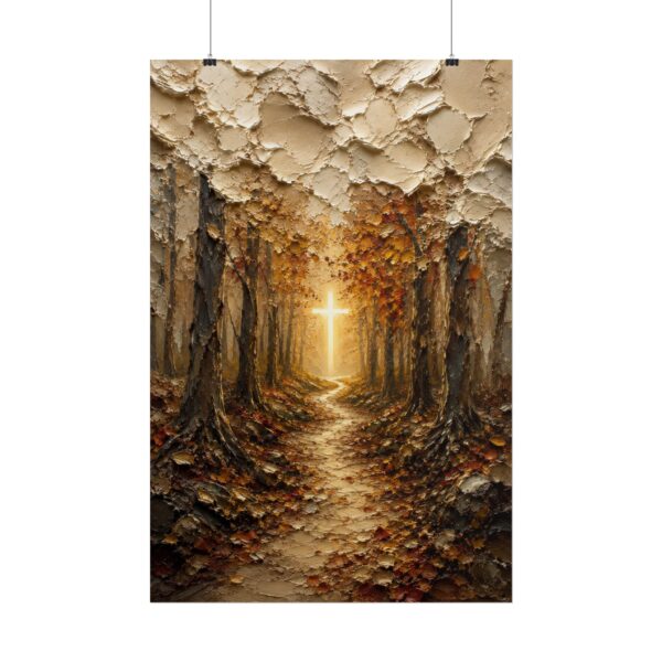 5276014990442781732_2048.jpeg The Way of the Cross Forest Path Poster | Autumn Wooded Trail Christian Art, Textured Palette Knife Painting | Warm Neutral Faith Home Decor