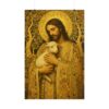 Gustav Klimt Style Jesus Art Print, The Good Shepherd Mosaic Poster, Ornate Gold Christian Wall Decor, Sacred Lost Lamb Painting