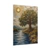 Tree of Life Psalm 1 Poster, Deeply Rooted Christian Wall Art, Modern Sage Green & Gold Impasto Print, Textured Palette Knife River Painting
