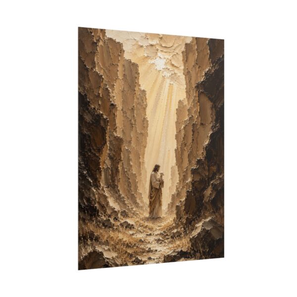 5529606345758228675_2048.jpeg The Rescued Lamb in the Highlands Poster | Lost Sheep Christian Wall Art | Modern Beige & Umber Impasto Print, Jesus and Lamb Poster