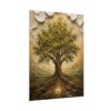 Mustard Seed Faith Impasto Poster | Matthew 17:20 Christian Wall Art | Modern Sage Green Tree Painting | Textured Scripture Print