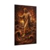 Jesus Walking on Water Poster | Rustic Wood Carving Style Christian Wall Art | Chiseled Stormy Sea Print | Religious Gift Faith Decor
