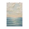 Peace Be Still Calm Sea Impasto Poster | Minimalist Christian Ocean Wall Art | Sage Green and Blue Waves Print | Textured Faith Decor