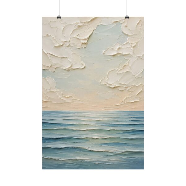 Peace Be Still Calm Sea Impasto Poster | Minimalist Christian Ocean Wall Art | Sage Green and Blue Waves Print | Textured Faith Decor