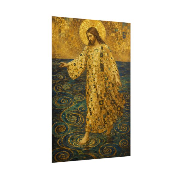 6546359307622751710_2048.jpeg Jesus Walking on Water Poster | Gustav Klimt Style Christian Wall Art | Starry Night Swirls Spiritual Print | Gold Leaf Mosaic Canvas Art