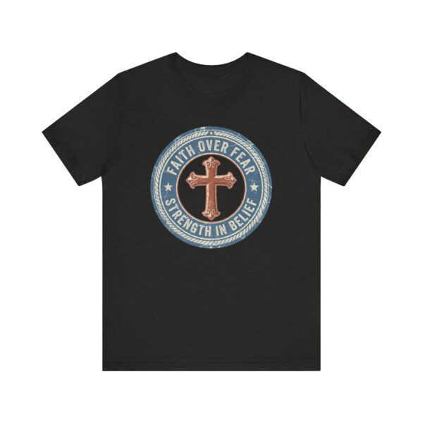 6864096360377884002_2048.jpeg Faith Over Fear Cross Tee | Strength in Belief Christian Shirt