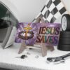 6876692012273999567_2048.jpeg Jesus Saves Vanity Plate | Cross with Crown of Thorns, Stained Glass Style
