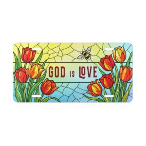 6895760556397714439_2048.jpeg God Is Love Tulips vanity plate | floral scripture license plate