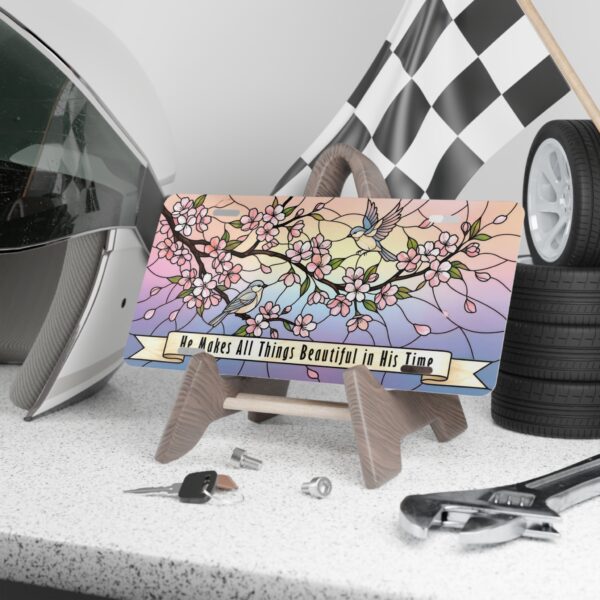 7028402697399798150_2048.jpeg Cherry Blossom Birds Vanity Plate | Scripture Banner "He Makes All Things Beautiful in His Time"