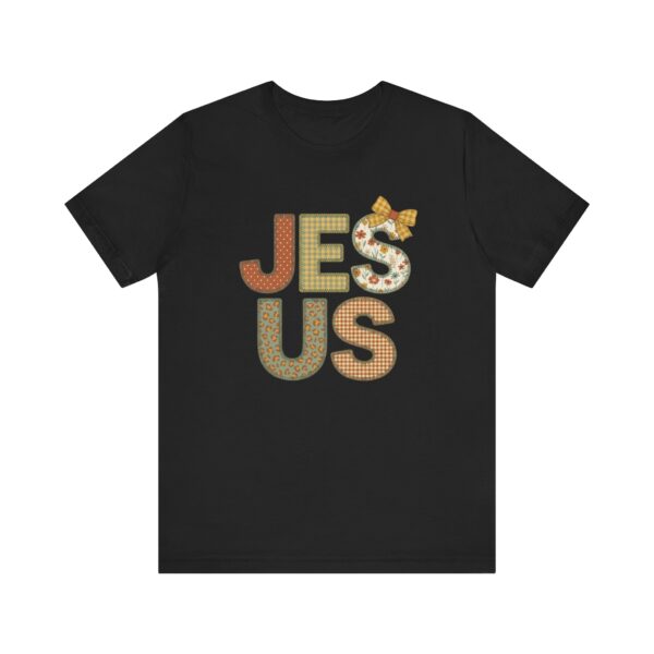Jesus applique letters T-Shirt | floral patchwork faith tee