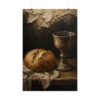 The Last Supper Elements Still Life Poster | Communion Bread and Wine Art | Moody Christian Wall Decor | Impasto Palette Knife Chalice Print
