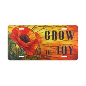 7504174069912879598_2048.jpeg Grow in Joy Poppy Design Vanity Plate | Floral License Plate