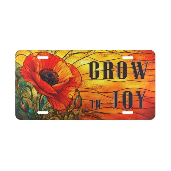 Grow in Joy Poppy Design Vanity Plate | Floral License Plate