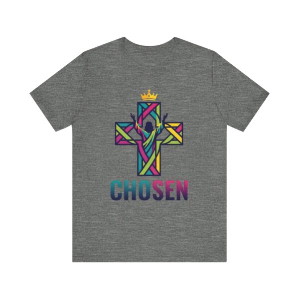 7537164341929739784_2048.jpeg Chosen Crowned Cross T-Shirt | Colorful Stained Glass Christian Faith Tee