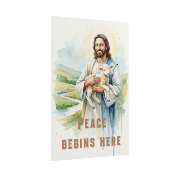 7612091221160839069_2048.jpeg Jesus Holding the Lamb Watercolor Art Poster, Peace begins here