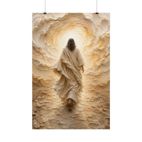7621305305982463889_2048.jpeg Walk by Faith Following Jesus Poster | 2 Corinthians 5:7 Christian Wall Art | Modern Cream Gold Impasto Print | Palette Knife Faith Decor