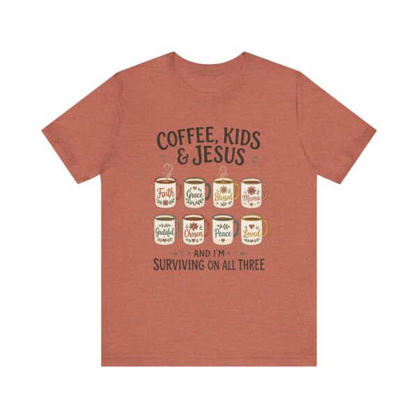 Coffee, Kids & Jesus T-Shirt | Christian Mom Tee, Surviving on All Three