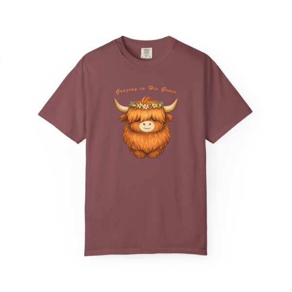 7793972043036774321_2048.jpeg Comfort Colors® Highland Cow Floral Crown T-shirt | Cute Scottish Cattle Illustration, Bible Verse Shirt, Religious Women