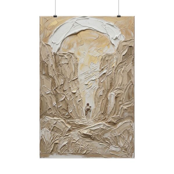 7939028379232595519_2048.jpeg The Good Shepherd Poster | Modern Beige & Gold Christian Wall Art | Lost Sheep Valley Plaster Print | Psalm 23 Palette Knife Home Decor