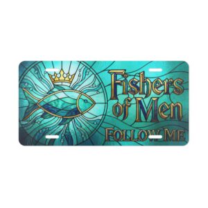 Fishers of Men Vanity Plate | Stained Glass Fish, Follow Me License Plate