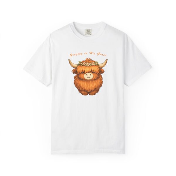 8443327896961453072_2048.jpeg Comfort Colors® Highland Cow Floral Crown T-shirt | Cute Scottish Cattle Illustration, Bible Verse Shirt, Religious Women