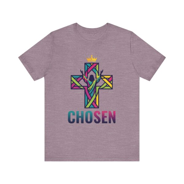 8457862473002008170_2048.jpeg Chosen Crowned Cross T-Shirt | Colorful Stained Glass Christian Faith Tee