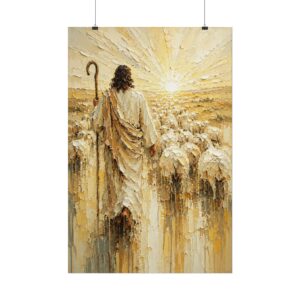 8525173919321848458_2048.jpeg The Good Shepherd Impasto Oil Painting, Christian Wall Art, Jesus Leading Sheep Canvas Print, Psalm 23 Poster, Neutral Religious Decor