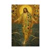 Gustav Klimt Style Jesus Poster | Mosaic Gold Leaf Christian Wall Art | Christ Walking on Water Canvas Print | Modern Religious Faith Decor