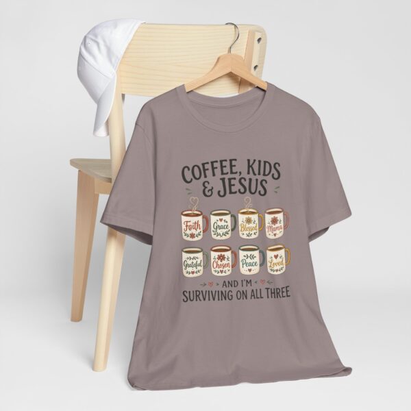 Coffee, Kids & Jesus T-Shirt | Christian Mom Tee, Surviving on All Three
