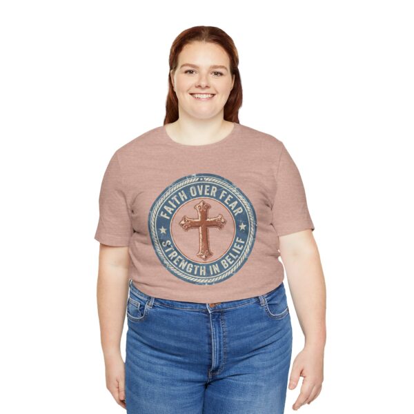 8637720298628813522_2048.jpeg Faith Over Fear Cross Tee | Strength in Belief Christian Shirt