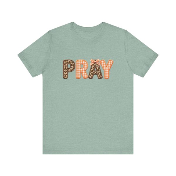 Pray leopard and gingham letters T-Shirt | Faith graphic tee