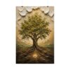 Mustard Seed Faith Impasto Poster | Matthew 17:20 Christian Wall Art | Modern Sage Green Tree Painting | Textured Scripture Print