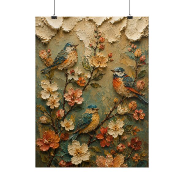 Look at the Birds Scripture Poster | Matthew 6:26 Christian Wall Art | Modern Boho Impasto Print | Textured Palette Knife Folk Art Decor