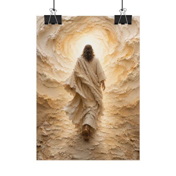 8725919266676131022_2048.jpeg Walk by Faith Following Jesus Poster | 2 Corinthians 5:7 Christian Wall Art | Modern Cream Gold Impasto Print | Palette Knife Faith Decor