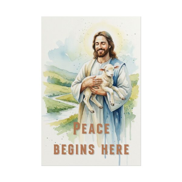 8770024933378737814_2048.jpeg Jesus Holding the Lamb Watercolor Art Poster, Peace begins here